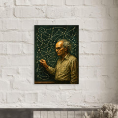 Alexander Grothendieck chalkboard storm of categories and arrows metal print mockup
