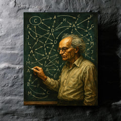 Alexander Grothendieck chalkboard storm of categories and arrows metal print mockup