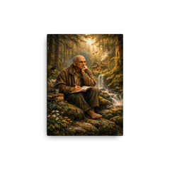 Alexander Grothendieck in forest exile contemplation canvas print on a plain backdrop in size 12"x16".