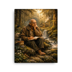 Alexander Grothendieck in forest exile contemplation canvas print on a plain backdrop in size 16"x20".