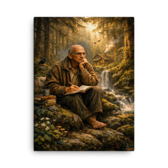 Alexander Grothendieck in forest exile contemplation canvas print on a plain backdrop in size 18"x24".