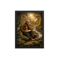 Alexander Grothendieck in forest exile contemplation framed print on a plain backdrop in size 12"x16".