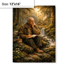 Alexander Grothendieck in forest exile contemplation metal print on a plain backdrop in size 12"x16".