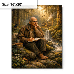 Alexander Grothendieck in forest exile contemplation metal print on a plain backdrop in size 16"x20".
