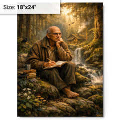 Alexander Grothendieck in forest exile contemplation metal print on a plain backdrop in size 18"x24".