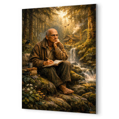 Alexander Grothendieck in forest exile contemplation metal print mockup
