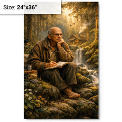 Alexander Grothendieck in forest exile contemplation metal print on a plain backdrop in size 24"x36".