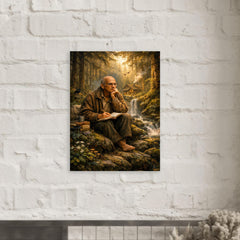 Alexander Grothendieck in forest exile contemplation metal print mockup