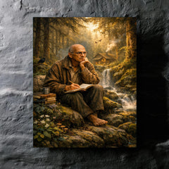 Alexander Grothendieck in forest exile contemplation metal print mockup