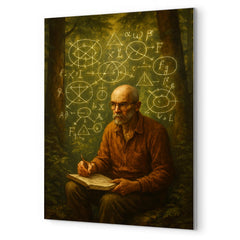 Alexander Grothendieck in forest exile with diagrams metal print mockup