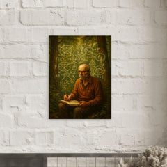 Alexander Grothendieck in forest exile with diagrams metal print mockup