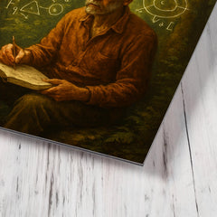 Alexander Grothendieck in forest exile with diagrams metal print mockup