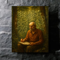 Alexander Grothendieck in forest exile with diagrams metal print mockup