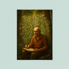 Alexander Grothendieck in forest exile with diagrams poster 8