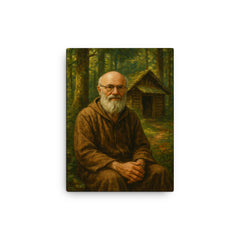 Alexander Grothendieck in forest hermit retreat canvas print on a plain backdrop in size 12"x16".