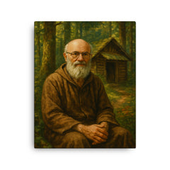 Alexander Grothendieck in forest hermit retreat canvas print on a plain backdrop in size 16"x20".