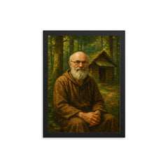 Alexander Grothendieck in forest hermit retreat framed print on a plain backdrop in size 12"x16".