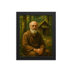 Alexander Grothendieck in forest hermit retreat framed print on a plain backdrop in size 8"x10".