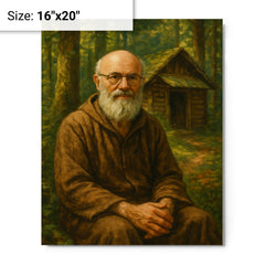 Alexander Grothendieck in forest hermit retreat metal print on a plain backdrop in size 16"x20".