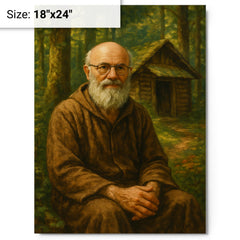 Alexander Grothendieck in forest hermit retreat metal print on a plain backdrop in size 18"x24".