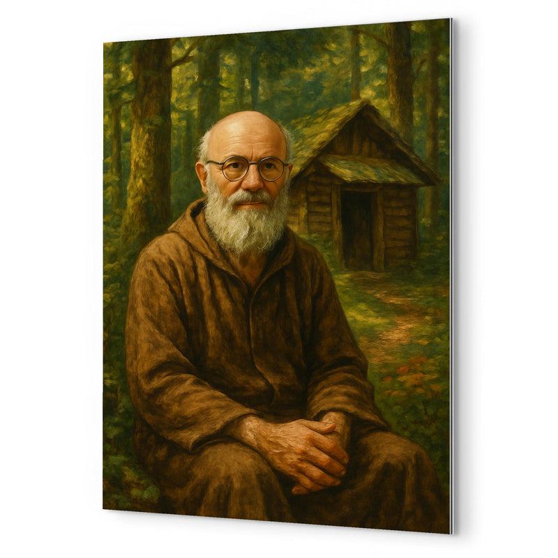 Alexander Grothendieck in forest hermit retreat metal print mockup