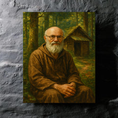 Alexander Grothendieck in forest hermit retreat metal print mockup