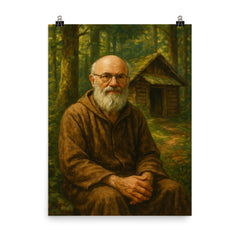 Alexander Grothendieck in forest hermit retreat poster on a plain backdrop in size 8"x10".