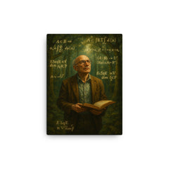 Alexander Grothendieck in forest of equations canvas print on a plain backdrop in size 12"x16".