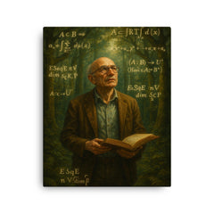 Alexander Grothendieck in forest of equations canvas print on a plain backdrop in size 16"x20".
