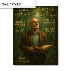 Alexander Grothendieck in forest of equations metal print on a plain backdrop in size 12"x16".
