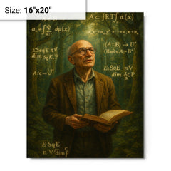 Alexander Grothendieck in forest of equations metal print on a plain backdrop in size 16"x20".