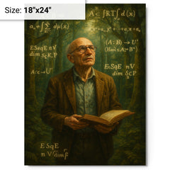 Alexander Grothendieck in forest of equations metal print on a plain backdrop in size 18"x24".