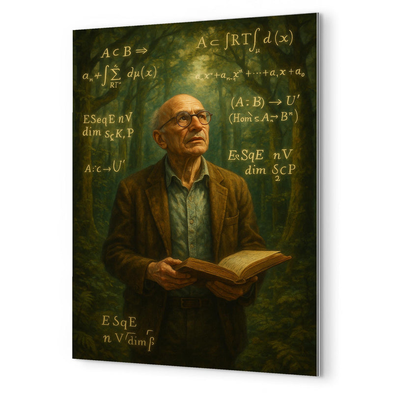 Alexander Grothendieck in forest of equations metal print mockup