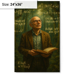 Alexander Grothendieck in forest of equations metal print on a plain backdrop in size 24"x36".