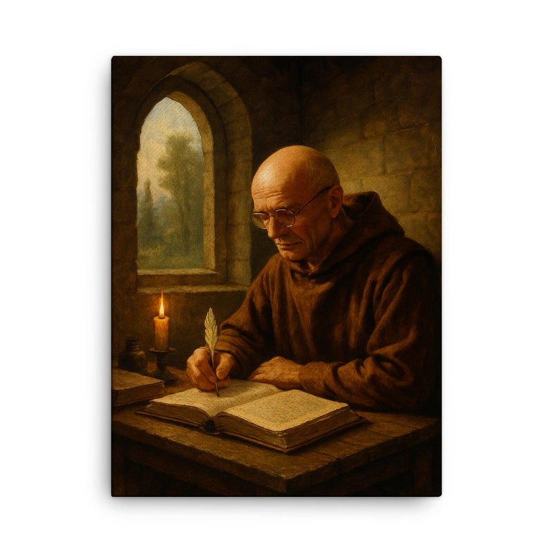 Alexander Grothendieck in monastic solitude canvas print on a plain backdrop in size 18