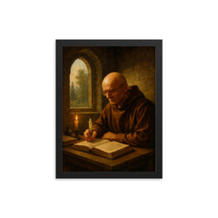 Alexander Grothendieck in monastic solitude framed print on a plain backdrop in size 12"x16".