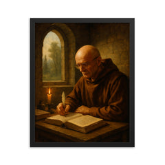 Alexander Grothendieck in monastic solitude framed print on a plain backdrop in size 16"x20".