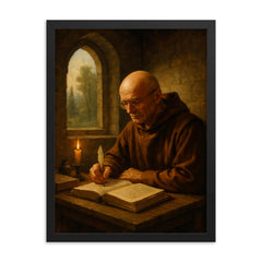 Alexander Grothendieck in monastic solitude framed print on a plain backdrop in size 18"x24".