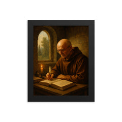 Alexander Grothendieck in monastic solitude framed print on a plain backdrop in size 8"x10".