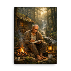 Alexander Grothendieck in reclusive forest solitude canvas print on a plain backdrop in size 18"x24".