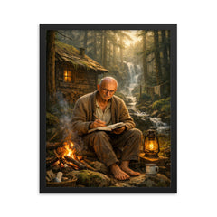 Alexander Grothendieck in reclusive forest solitude framed print on a plain backdrop in size 16"x20".