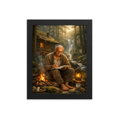 Alexander Grothendieck in reclusive forest solitude framed print on a plain backdrop in size 8"x10".