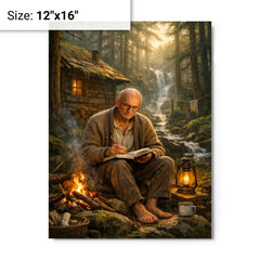 Alexander Grothendieck in reclusive forest solitude metal print on a plain backdrop in size 12"x16".