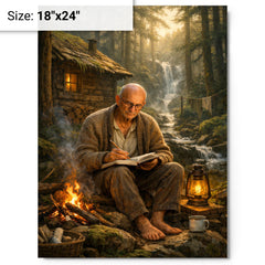 Alexander Grothendieck in reclusive forest solitude metal print on a plain backdrop in size 18"x24".