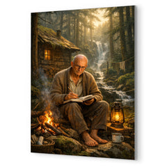 Alexander Grothendieck in reclusive forest solitude metal print mockup