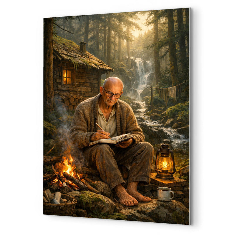 Alexander Grothendieck in reclusive forest solitude metal print mockup