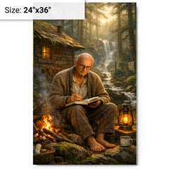 Alexander Grothendieck in reclusive forest solitude metal print on a plain backdrop in size 24"x36".