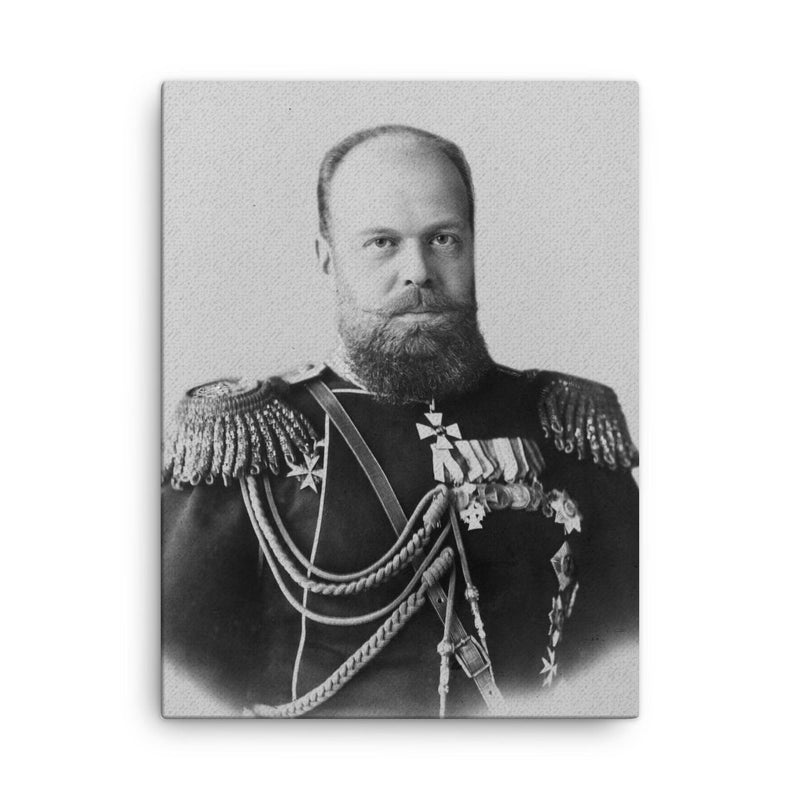 Alexander III of Russia canvas print on a plain backdrop in size 18