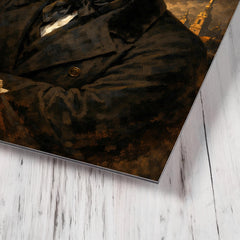 Alexander Pushkin in black frock coat metal print mockup