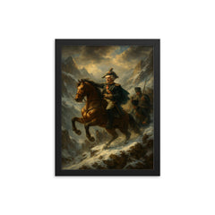 Alexander Suvorov crossing the Alps framed print on a plain backdrop in size 12"x16".
